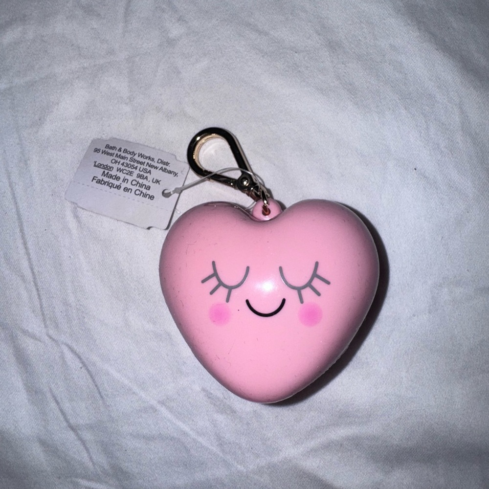 Bath & Body Works Pink Heart Hand Sanitizer Holder Keychain